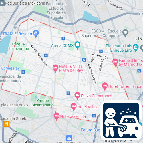 mapa de cobertura de lavado de vestiduras en Azcapotzalco