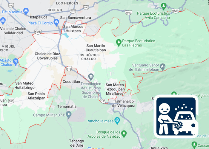 mapa de cobertura lavado de vestiduras en Chalco