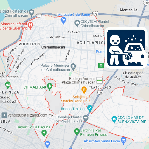 mapa de cobertura lavado de vestiduras en Chimalhuacán