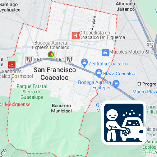 mapa de cobertura lavado de vestiduras en Coacalco