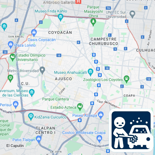 mapa de cobertura de lavado de vestiduras en Coyoacán