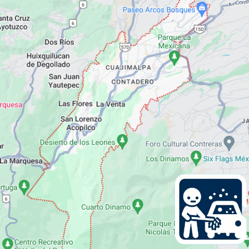 mapa de cobertura de lavado de vestiduras en Cuajimalpa 