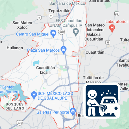 mapa de cobertura lavado de vestiduras en Cuautitlán Izcalli
