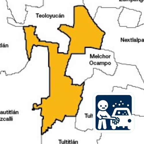 mapa de cobertura lavado de vestiduras en Cuautitlán