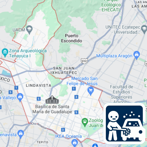 mapa de cobertura de lavado de vestiduras en Gustavo A Madero