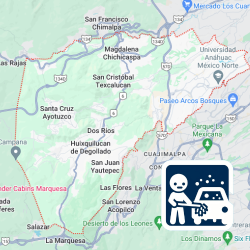 mapa de cobertura lavado de vestiduras en Huixquilucan
