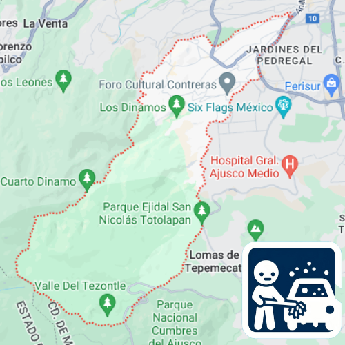 mapa de cobertura de lavado de vestiduras en Magdalena Contreras