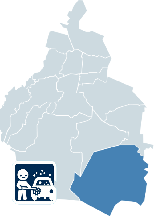 mapa de cobertura de lavado de vestiduras en Milpa Alta 