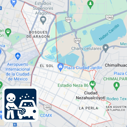 mapa de cobertura lavado de vestiduras en Nezahualcóyotl