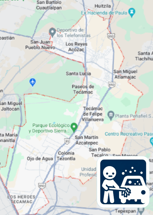 mapa de cobertura lavado de vestiduras en Tecámac