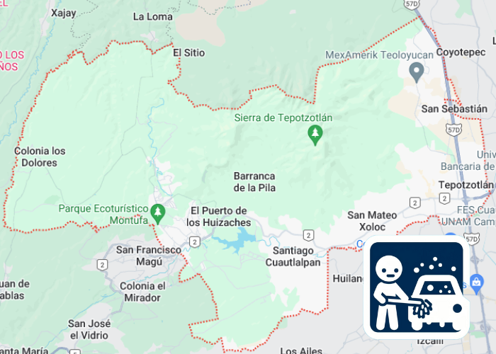 mapa de cobertura lavado de vestiduras en Tepotzotlán