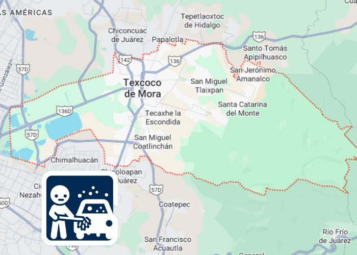 mapa de cobertura lavado de vestiduras en Texcoco