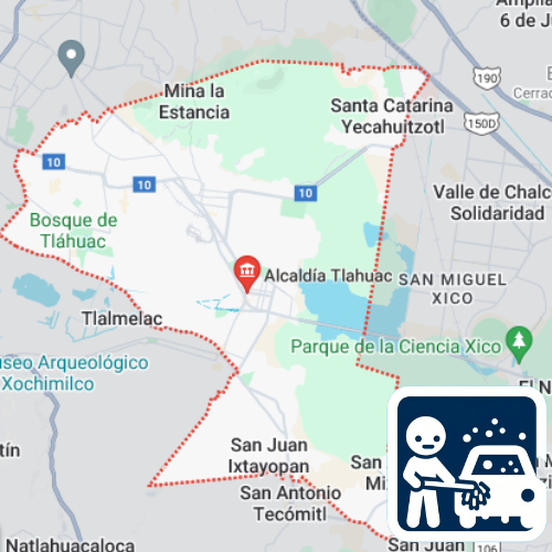 mapa de cobertura de lavado de vestiduras en Tláhuac