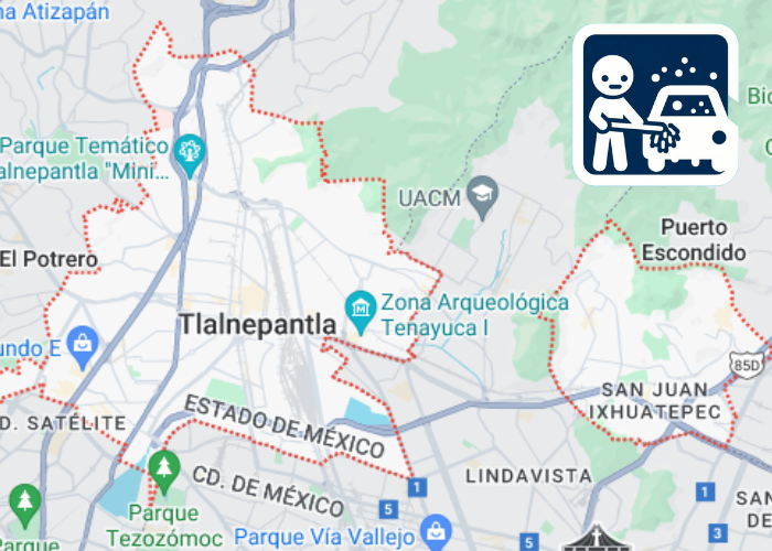 mapa de cobertura lavado de vestiduras en Tlalnepantla