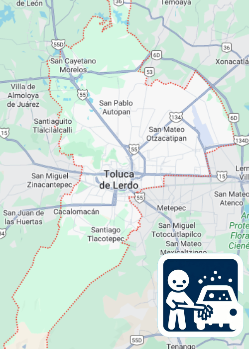 mapa de cobertura lavado de vestiduras en Toluca