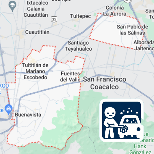 mapa de cobertura lavado de vestiduras en Tultitlán