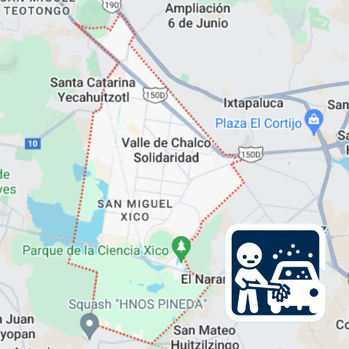 mapa de cobertura lavado de vestiduras en Valle de Chalco